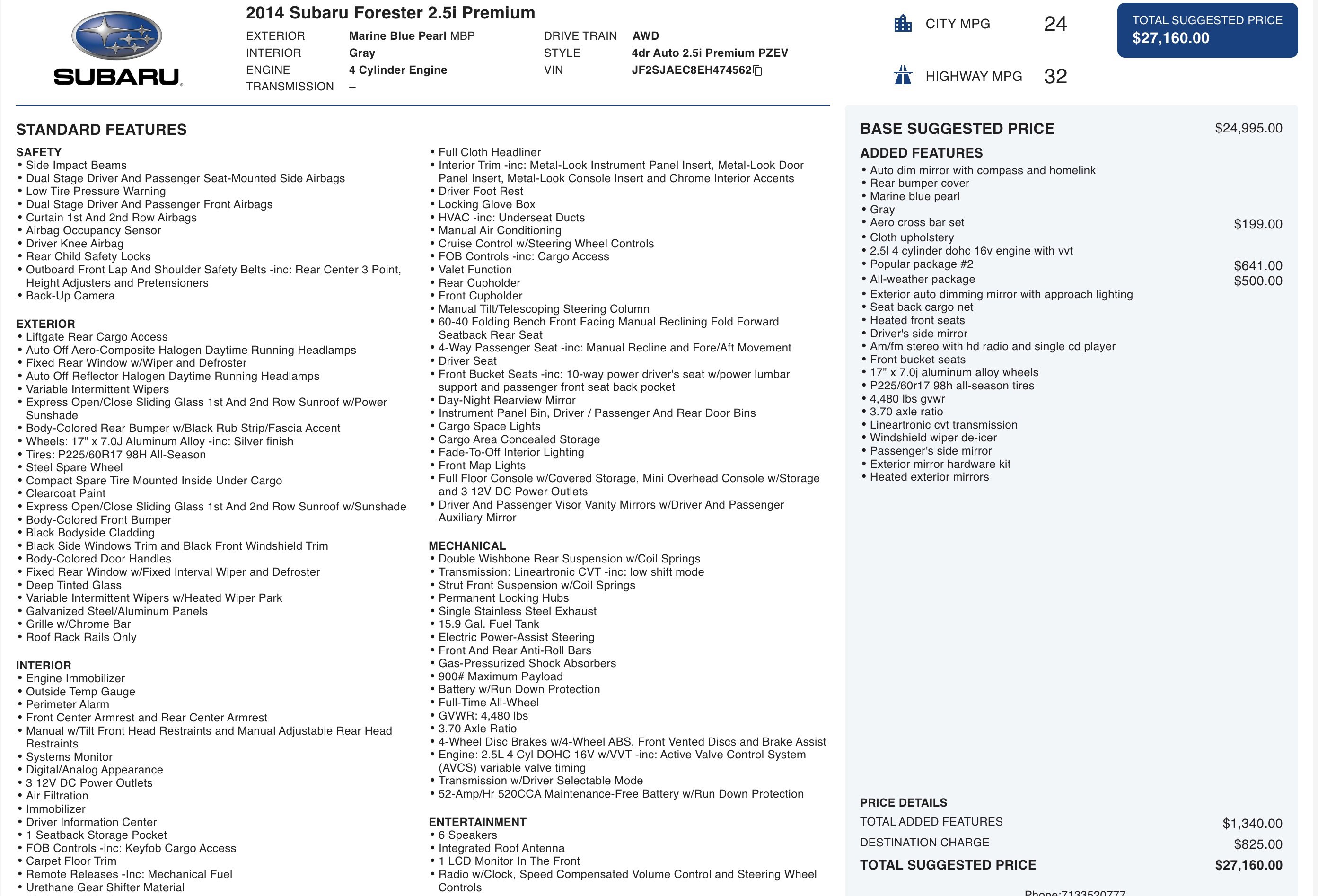 Used 2014 Subaru Forester 2.5i Premium w/ Popular Package #2 image 5