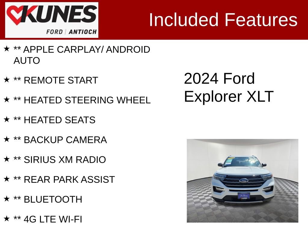Certified 2024 Ford Explorer XLT w/ Equipment Group 202A AWD/4WD image 3