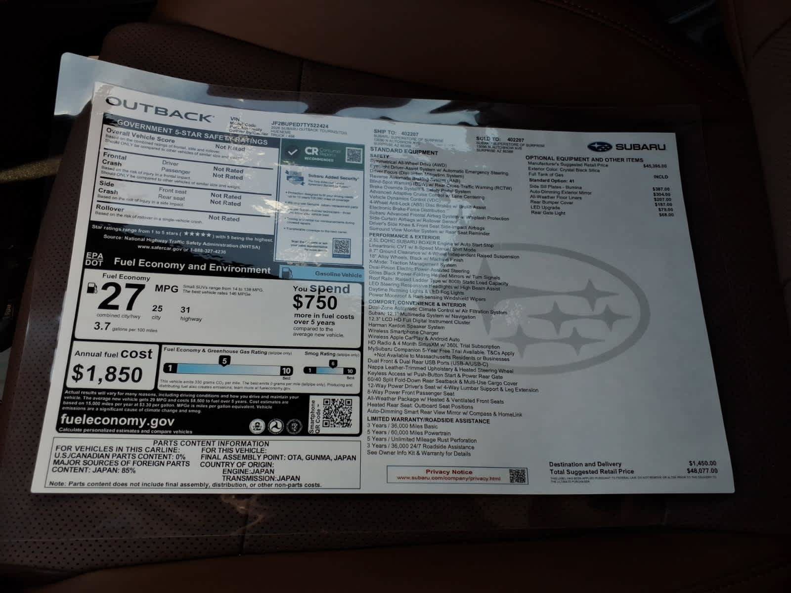 New 2026 Subaru Outback Touring AWD/4WD image 40
