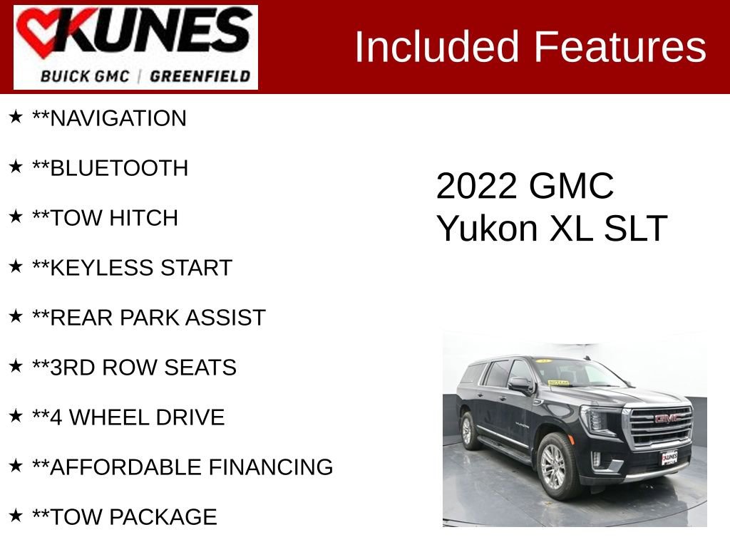 Used 2022 GMC Yukon XL SLT w/ SLT Luxury Package AWD/4WD image 3