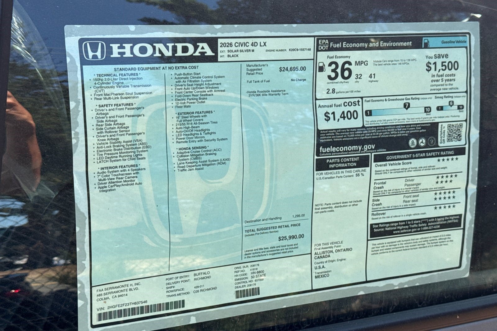 New 2026 Honda Civic LX image 31