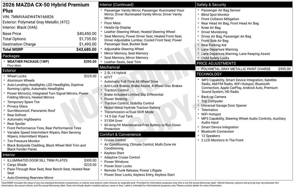 New 2026 MAZDA CX-50 2.5 Hybrid w/ Weather Package AWD/4WD image 7