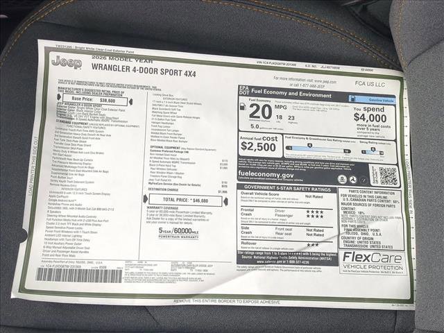 New 2026 Jeep Wrangler Sport image 16