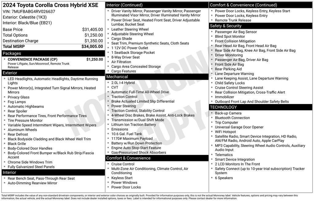 Used 2024 Toyota Corolla Cross AWD Hybrid w/ Convenience Package image 39