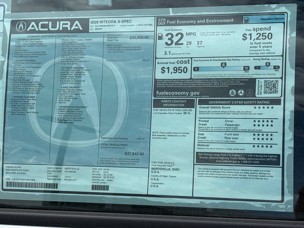 New 2026 Acura Integra A-Spec FWD image 26