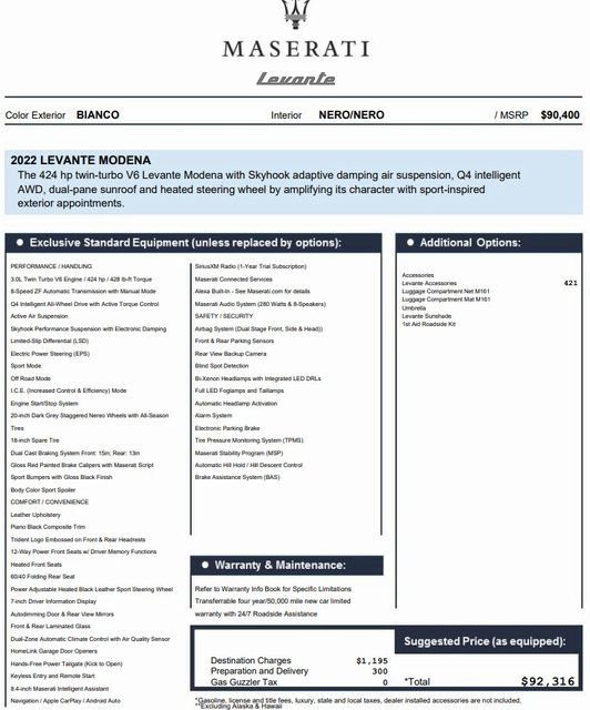Certified 2022 Maserati Levante Modena image 2