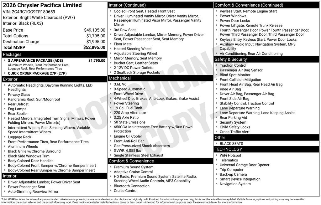 New 2026 Chrysler Pacifica Limited w/ S Appearance Package image 41