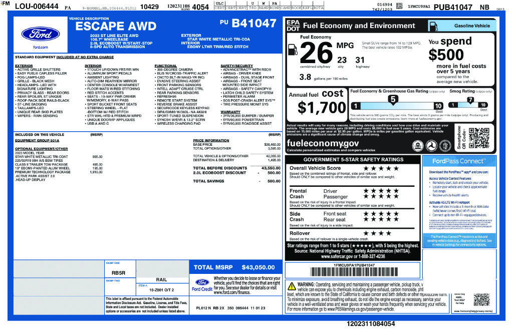 Certified 2023 Ford Escape ST-Line Elite w/ Premium Technology Package AWD/4WD image 29