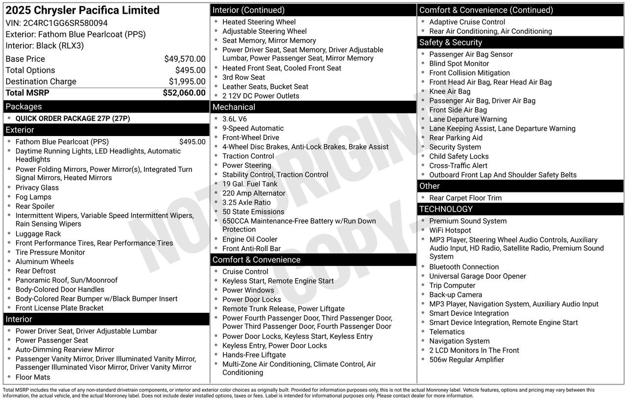 Used 2025 Chrysler Pacifica Limited FWD image 5