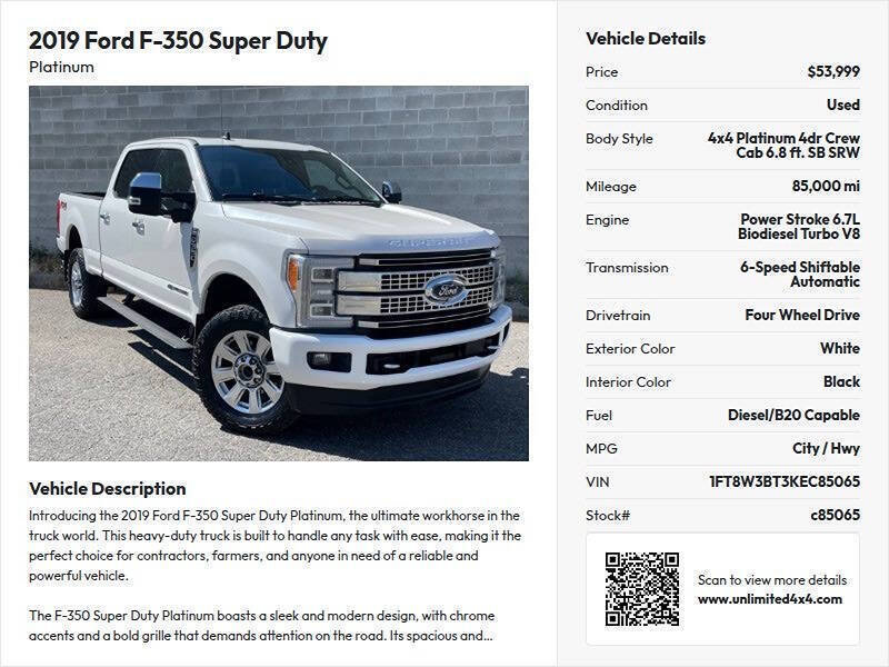 Used 2019 Ford F350 Platinum w/ Platinum Ultimate Package AWD/4WD image 36