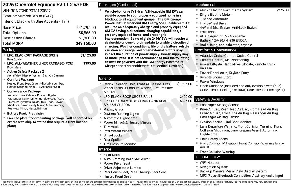 Used 2026 Chevrolet Equinox EV LT w/ LPO, Blackout Package FWD image 4