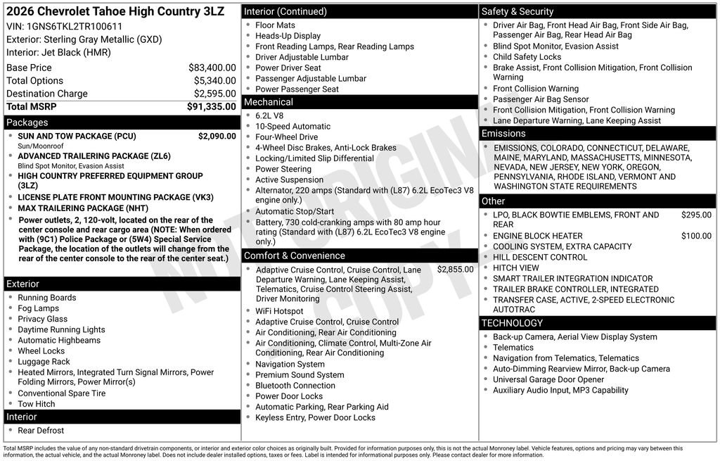 New 2026 Chevrolet Tahoe High Country w/ Sun And Tow Package image 36