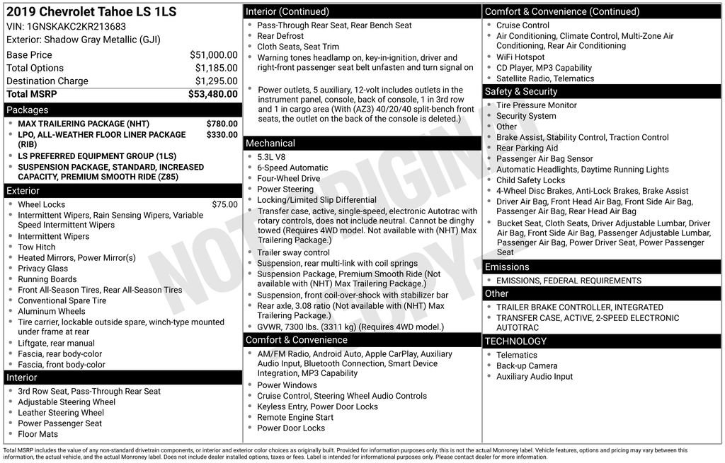 Used 2019 Chevrolet Tahoe LS w/ Max Trailering Package image 12