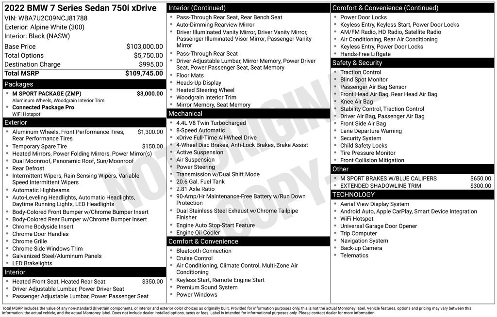 Used 2022 BMW 750i xDrive 750i xDrive w/ M Sport Package image 12