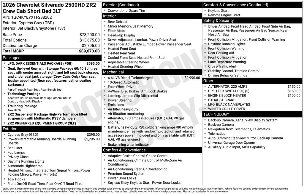 New 2026 Chevrolet Silverado 2500 ZR2 w/ LPO, Dark Essentials Package AWD/4WD image 4