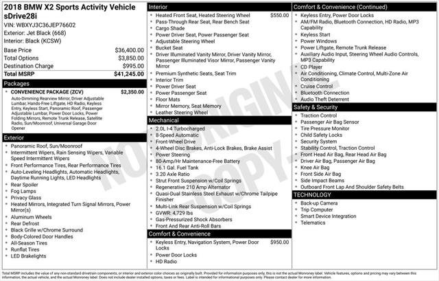 Used 2018 BMW X2 sDrive28i w/ Convenience Package FWD image 2