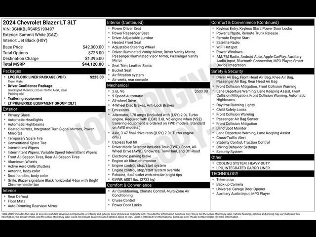 Certified 2024 Chevrolet Blazer LT w/ LPO, Floor Liner Package AWD/4WD image 56