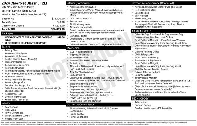 Certified 2024 Chevrolet Blazer LT FWD image 49