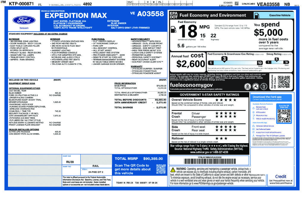 New 2027 Ford Expedition Max Platinum AWD/4WD image 6