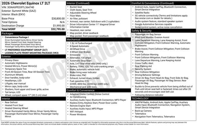 New 2026 Chevrolet Equinox LT AWD/4WD image 15