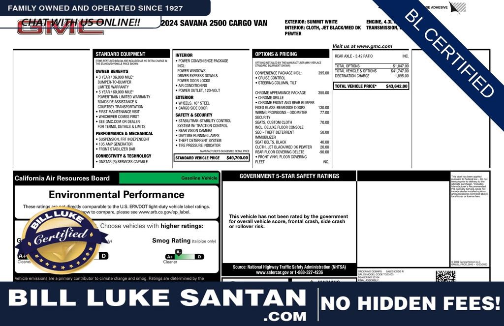 Used 2024 GMC Savana 2500 Work Van w/ Driver Convenience Package image 1