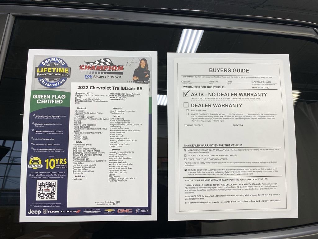 Certified 2022 Chevrolet TrailBlazer RS w/ Technology Package image 44