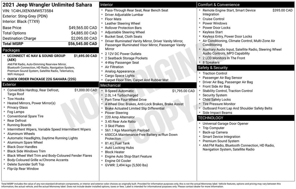 Used 2021 Jeep Wrangler Unlimited Sahara w/ Uconnect 4C Nav & Sound Group image 3