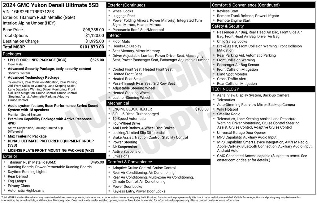 Certified 2024 GMC Yukon Denali Ultimate w/ LPO, Floor Liner Package AWD/4WD image 58