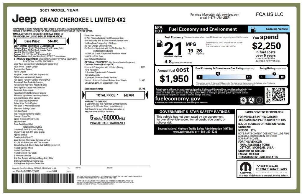 Used 2021 Jeep Grand Cherokee L Limited RWD image 3