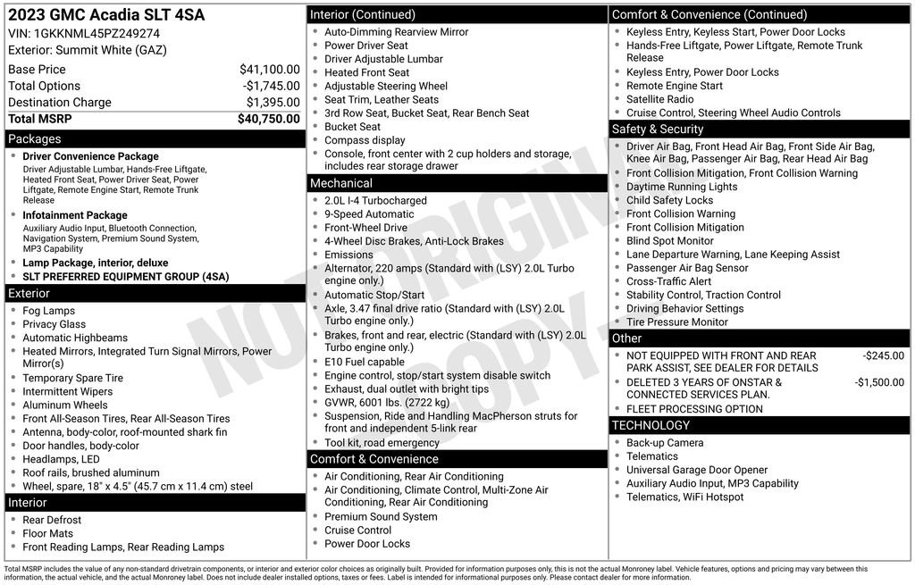 Used 2023 GMC Acadia SLT FWD image 2