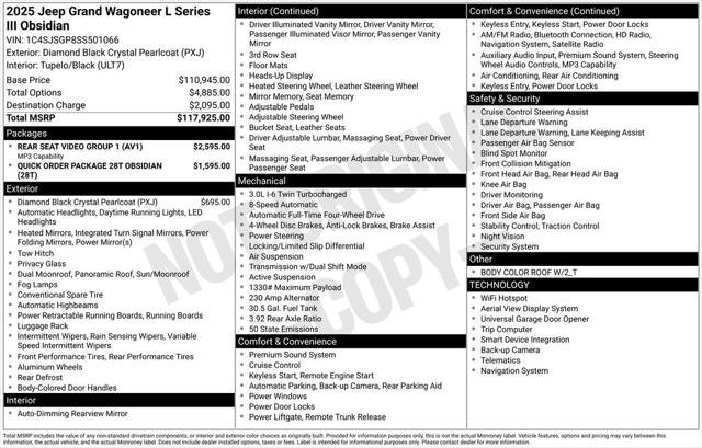 Certified 2025 Jeep Grand Wagoneer L Series III w/ Rear Seat Video Group 1 AWD/4WD image 27