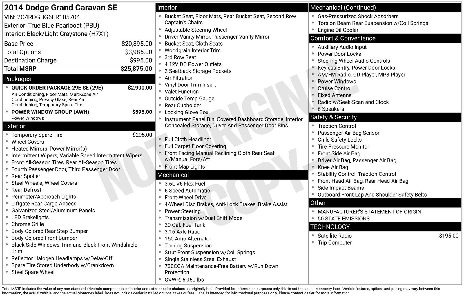 Used 2014 Dodge Grand Caravan SE w/ Quick Order Package 29E SE image 8