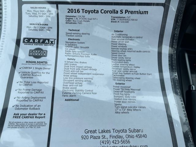 Used 2016 Toyota Corolla S Premium image 27