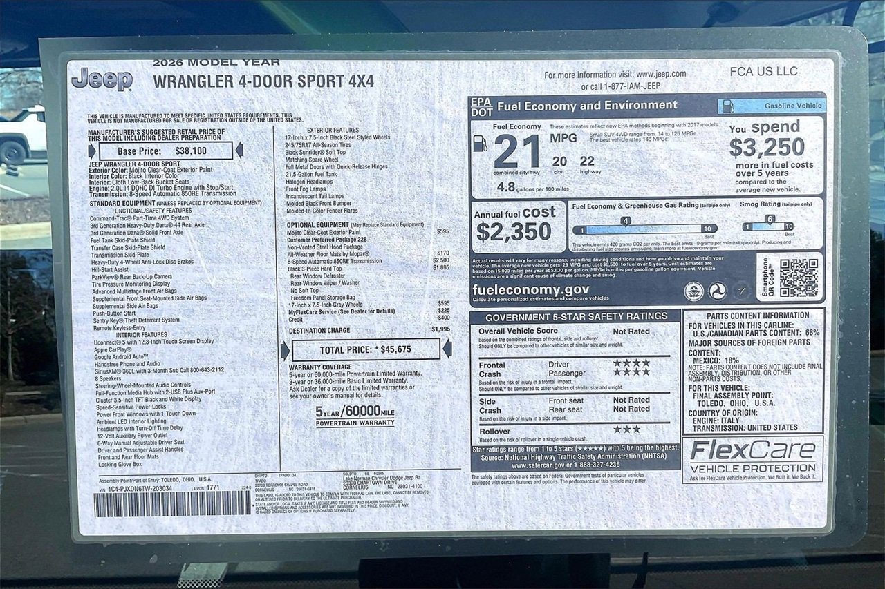 New 2026 Jeep Wrangler Sport image 35