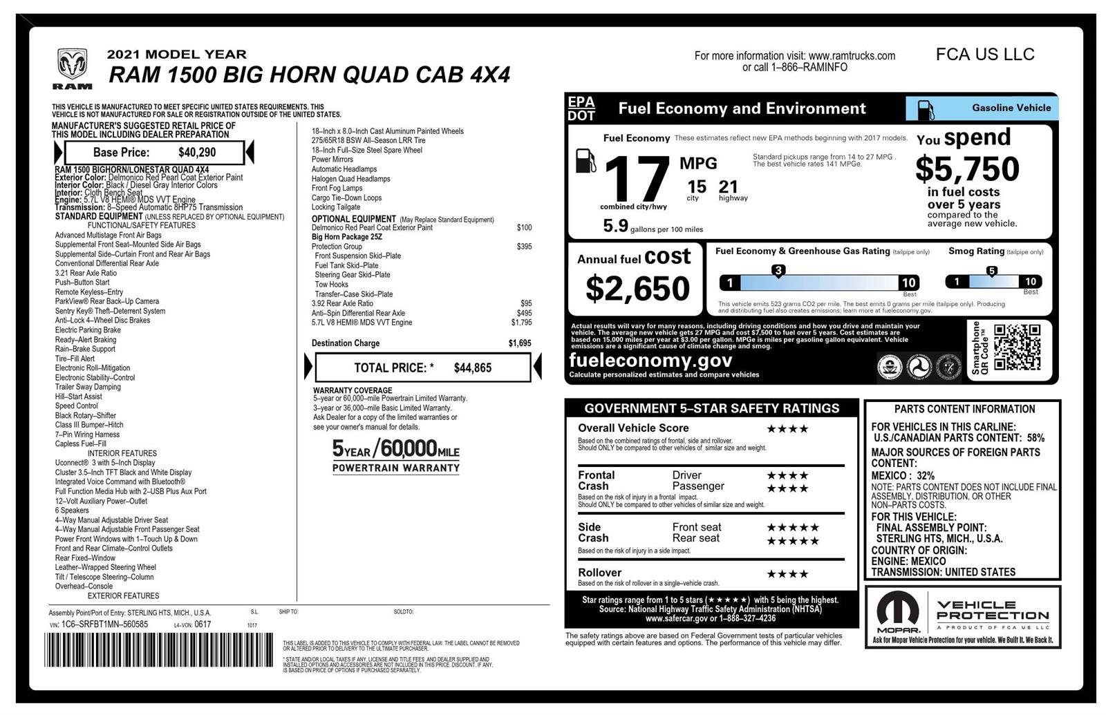 Used 2021 RAM 1500 Big Horn w/ Protection Group image 38