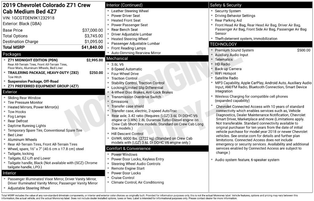 Used 2019 Chevrolet Colorado Z71 w/ Z71 Midnight Edition AWD/4WD image 33