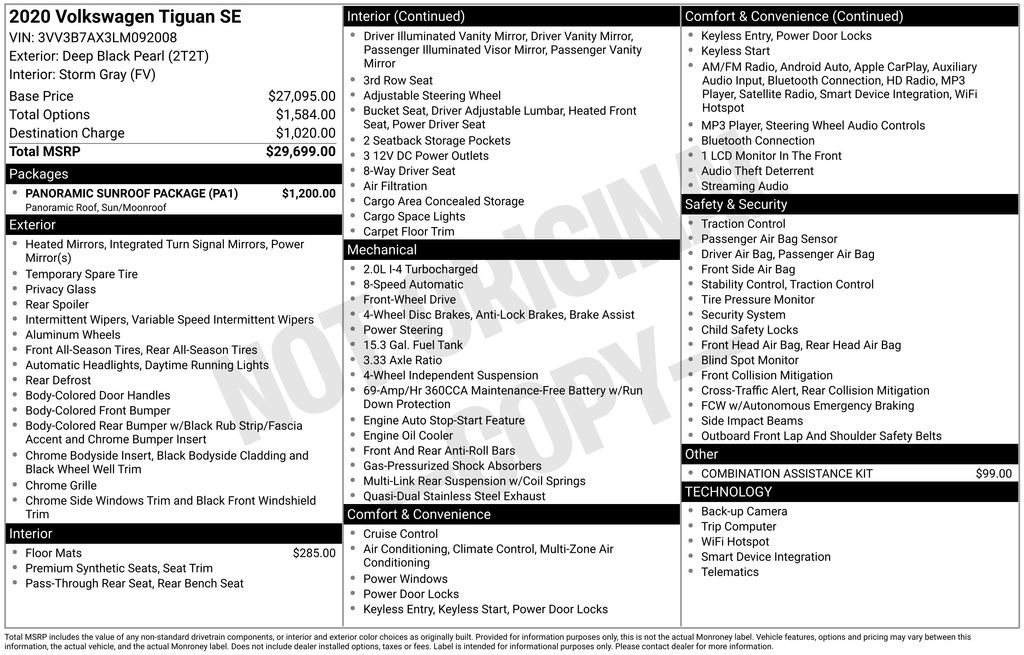Used 2020 Volkswagen Tiguan SE w/ Panoramic Sunroof Package image 6