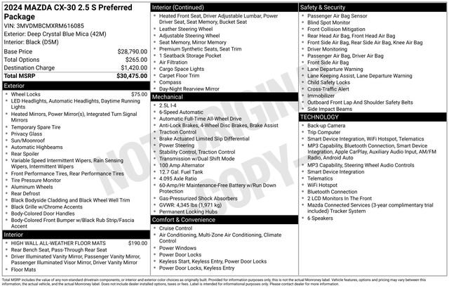 Used 2024 MAZDA CX-30 AWD 2.5 S w/ Preferred Package image 14