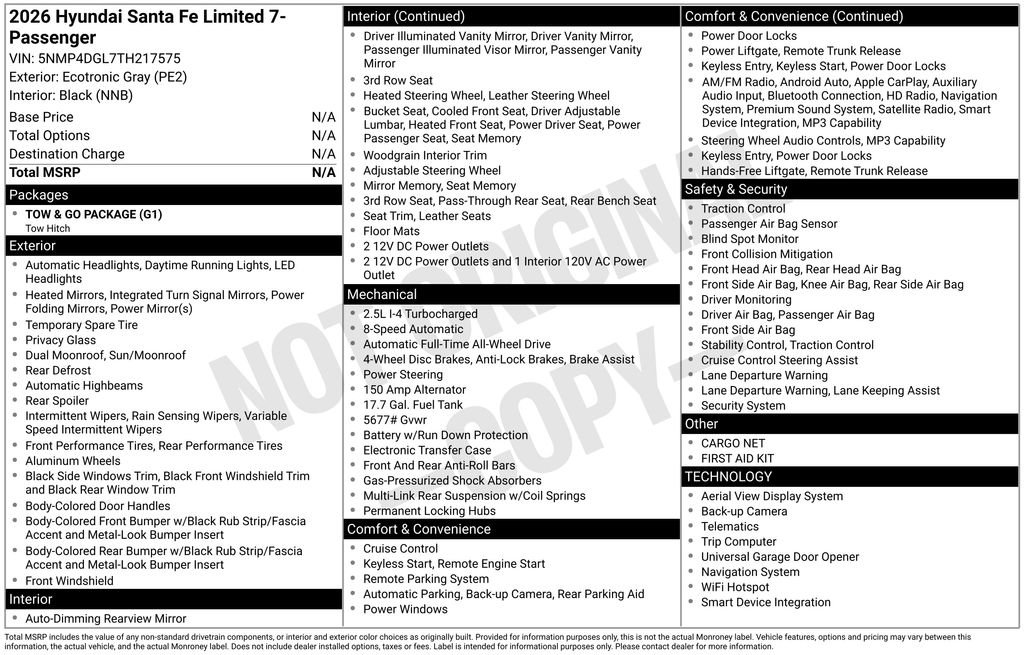 New 2026 Hyundai Santa Fe Limited w/ Tow & Go Package AWD/4WD image 3
