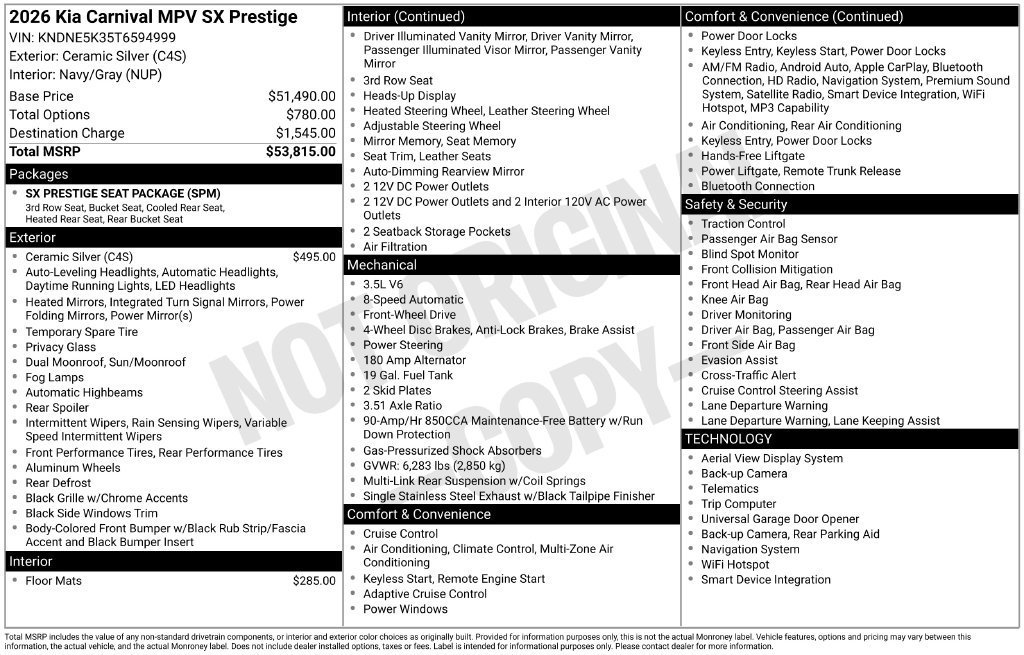 New 2026 Kia Carnival SX Prestige FWD image 4