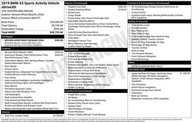 Used 2019 BMW X3 xDrive30i w/ Driving Assistance Package image 26