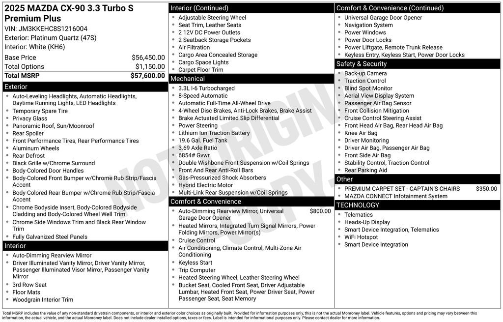 New 2025 MAZDA CX-90 3.3 Turbo S w/ Premium Plus image 6