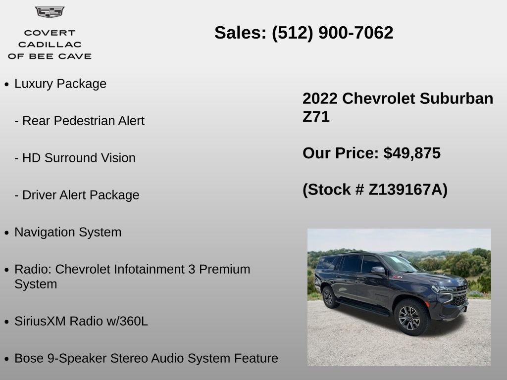 Used 2022 Chevrolet Suburban Z71 w/ Luxury Package AWD/4WD image 36