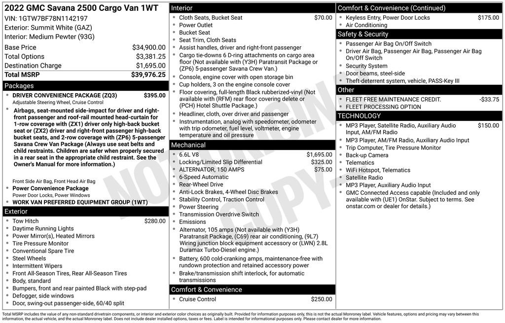 Used 2022 GMC Savana 2500 Extended w/ Driver Convenience Package RWD image 6