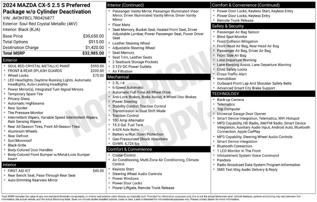 Certified 2024 MAZDA CX-5 AWD 2.5 S w/ Preferred Package image 14