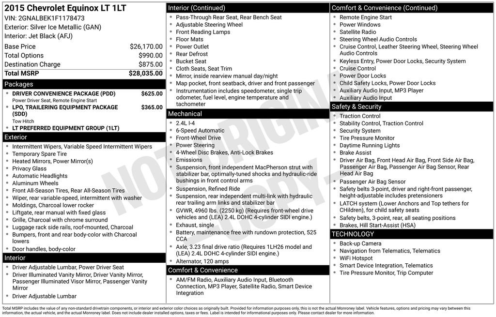 Used 2015 Chevrolet Equinox LT w/ Driver Convenience Package image 4