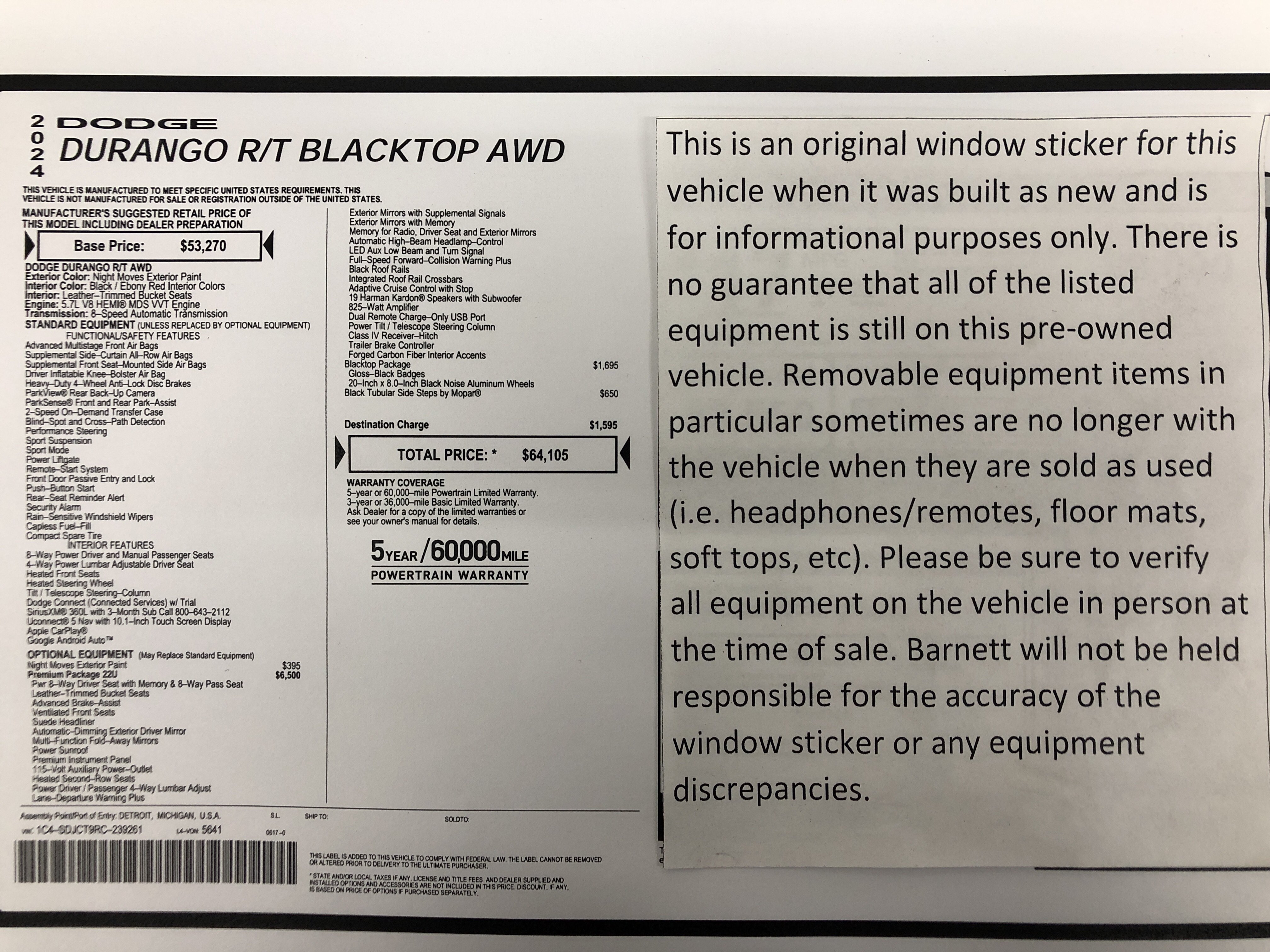 Certified 2024 Dodge Durango R/T AWD/4WD image 2