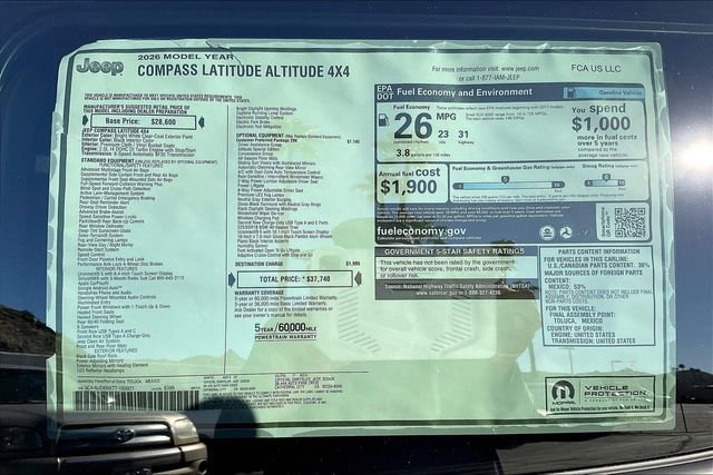 New 2026 Jeep Compass Latitude w/ Quick Order Package 29K image 16