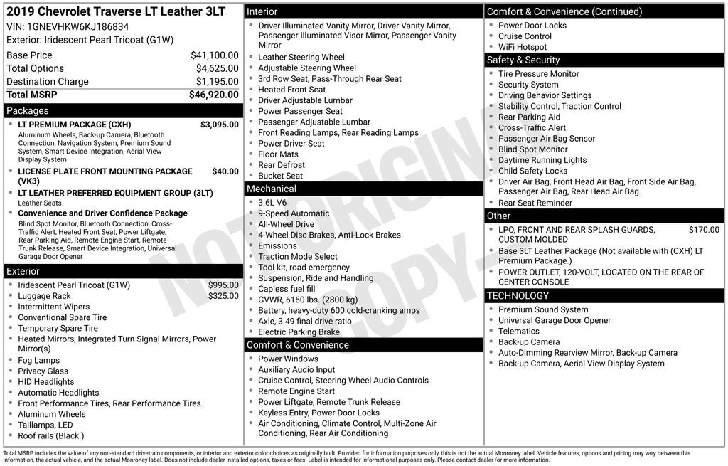 Used 2019 Chevrolet Traverse LT w/ LT Premium Package AWD/4WD image 43