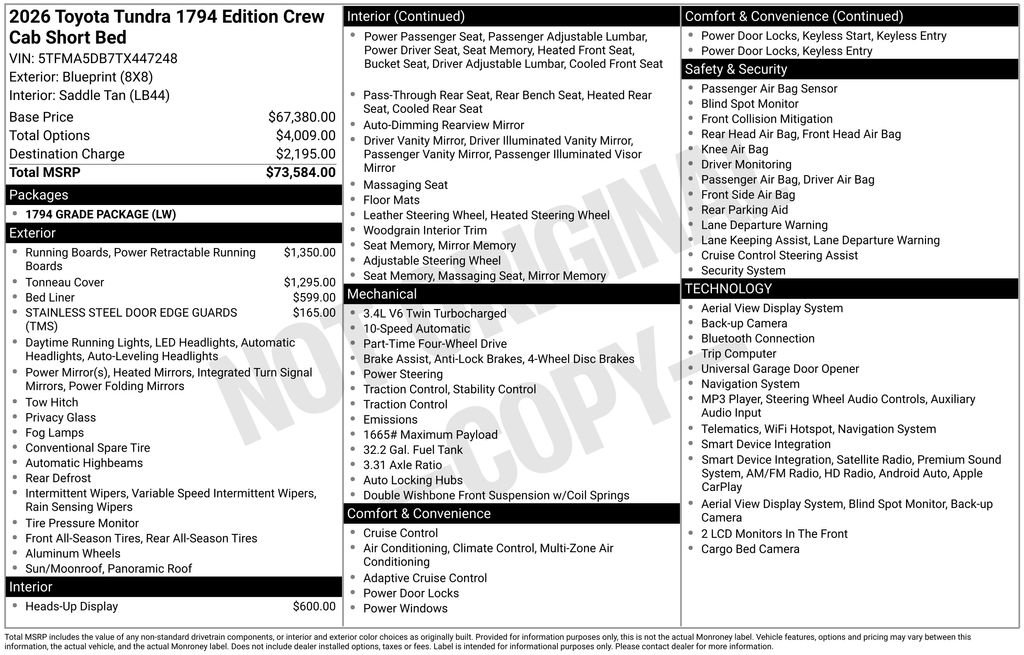 New 2026 Toyota Tundra 1794 Edition AWD/4WD image 6